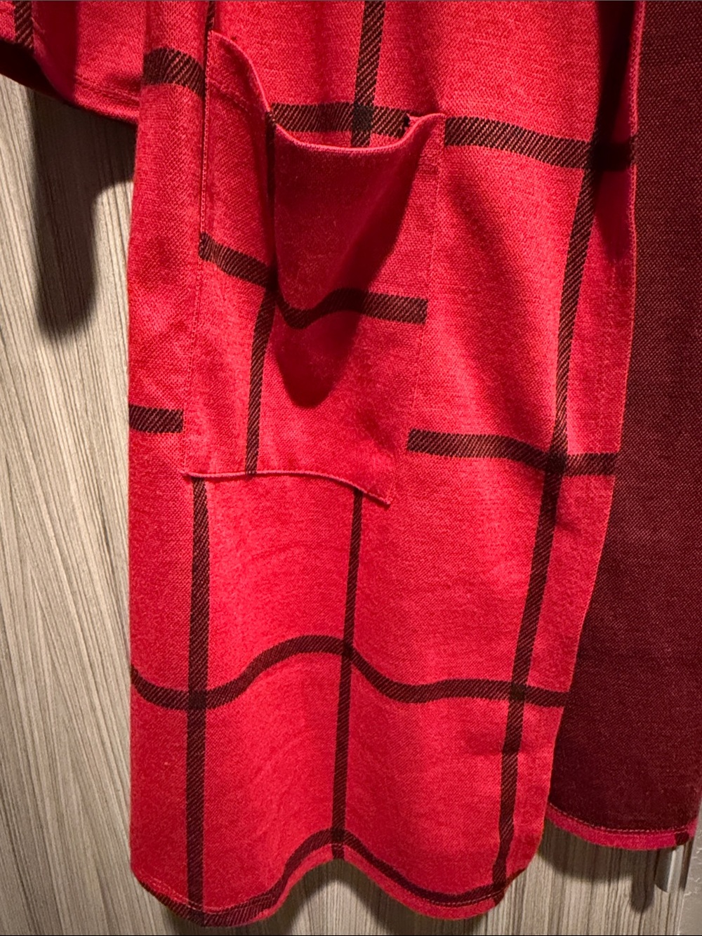 Red Windowpane Open-Front Cardigan - Picture 4 of 6